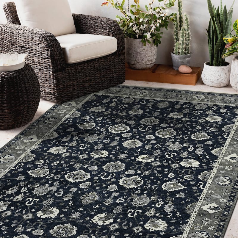 Nuit Arabe Lodi Transitional Bordered Hand-Knotted Area Rug - 8' x 10'