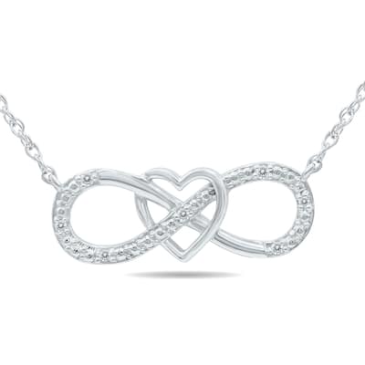 Marquee Infinity Heart entwined Necklace in .925 Sterling Silver
