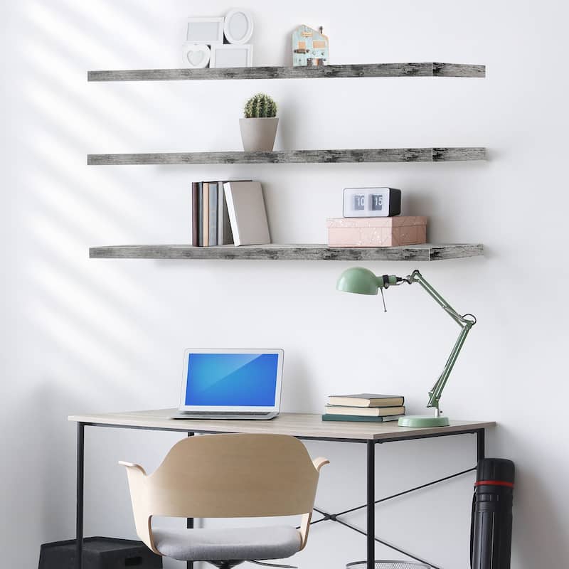 Sorbus Floating Shelves for Wall - 55 Inch Extra-Long Bathroom Shelves- Mounted Floating Shelf with Hidden Brackets (3 Pack)