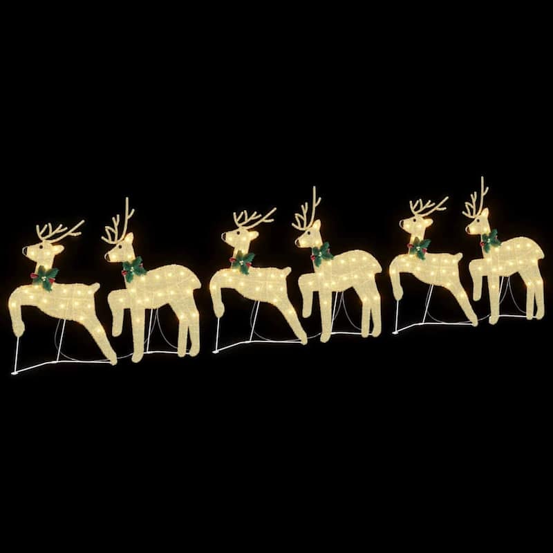 vidaXL LED Reindeers 6 pcs Gold fabric - 17.7 x 7.5 x 25.6