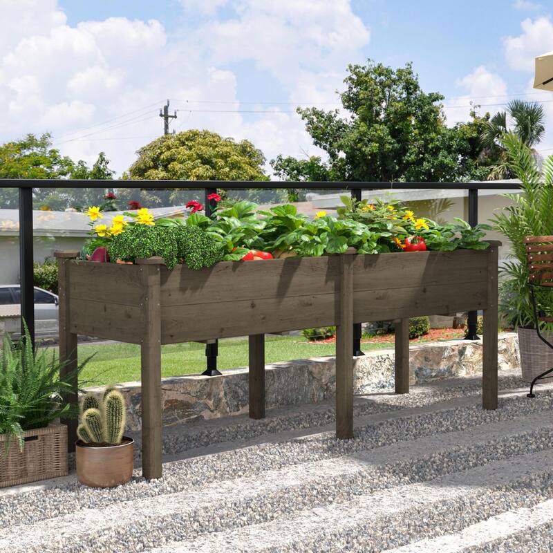 VEIKOUS Raised Garden Bed Outdoor, 6.8 Cu.Ft Large Planting Space, Solid Cedar Wood Planter Box