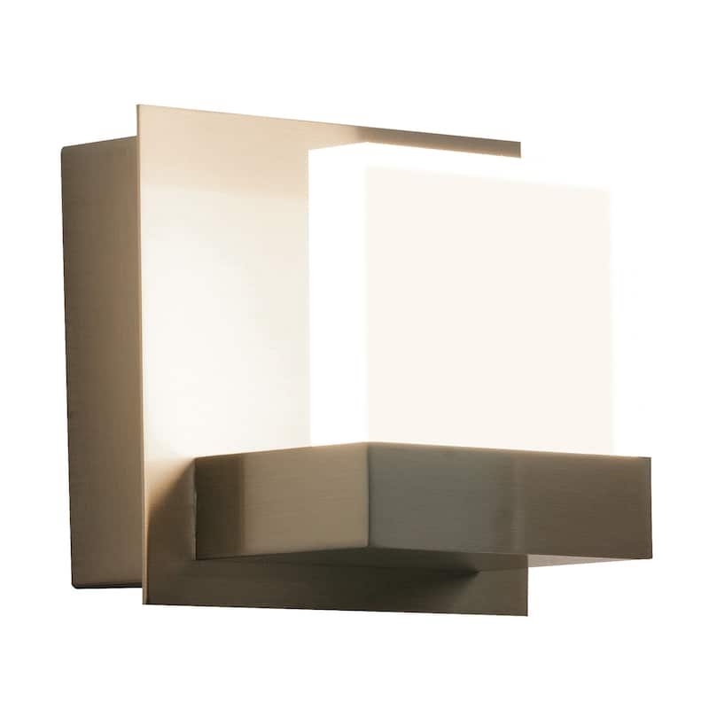 Arlo 1-light ADA Satin Nickel LED 120V Wall Sconce, Frosted Acrylic Shade
