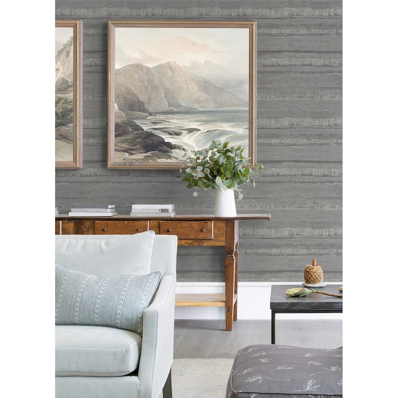 A-Street Prints Rakasa Pewter Distressed Stripe Wallpaper