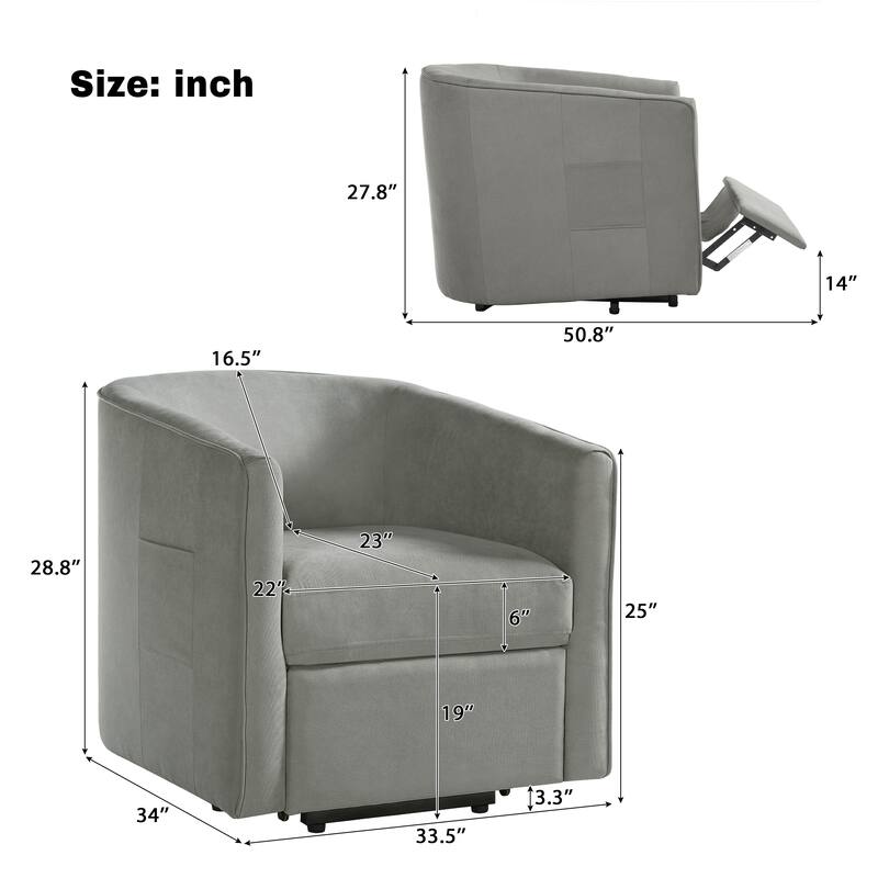 Roomfitters Power Lift Recliner Chair with Massage and Heat, Chenille Fabric Barrel Chair for Seniors