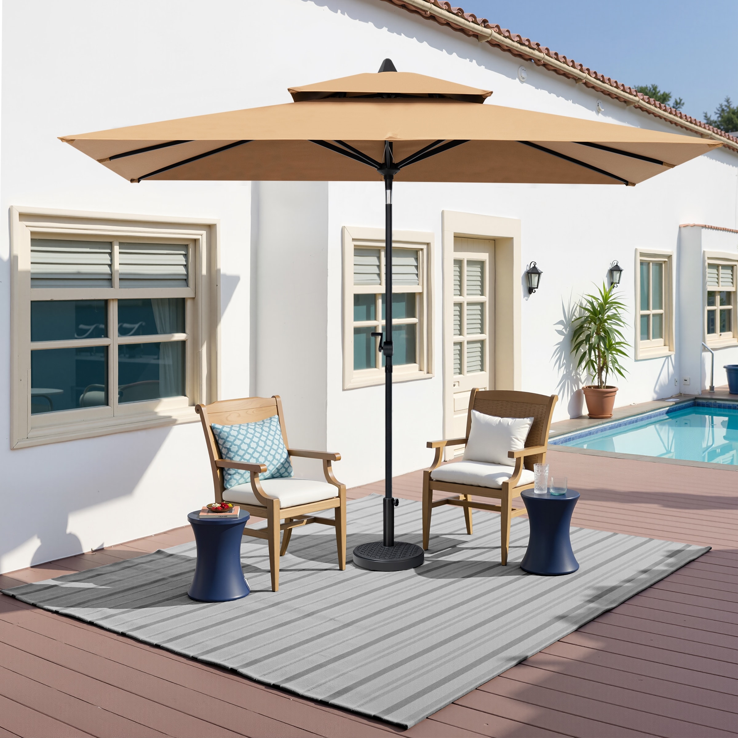 Crestlive Products Outdoor Patio Market Umbrella with Tilt & Crank, Umbrella Base Included