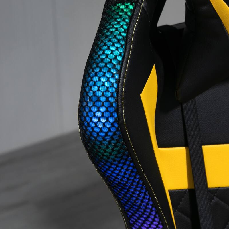 Vinsetto Gaming Chair with RGB LED Light, 3D Arm, Lumbar Support, Swivel Home Office Computer Recliner High Back Racing Gamer