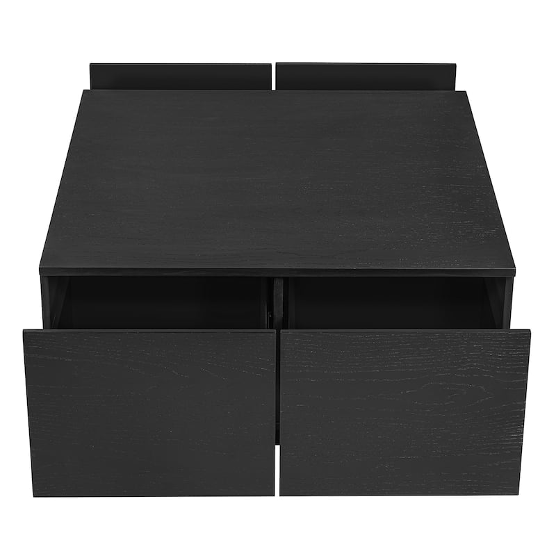 Wood Coffee Table Office Table with Four Storage Drawers, Dining Table Accent Table with Compact Square Design