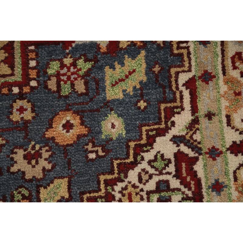 Hand Knotted Oriental 100% Wool Carpet Traditional Medallion Greys & Charcoal Heriz (serapi) Area Rug - 6' 2'' X 4' 1''