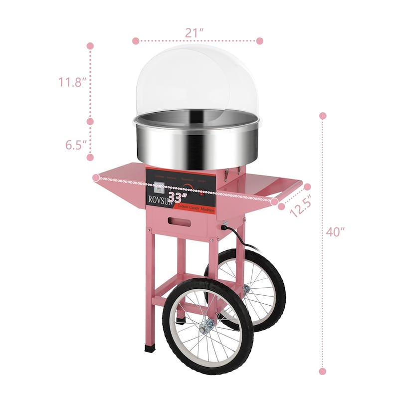 980W Commercial Cotton Candy Machine with cart