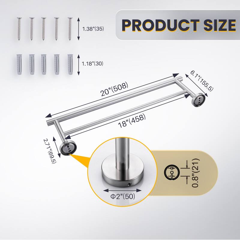 WOWOW Wall Mounted Stainless Steel Double Towel Bar