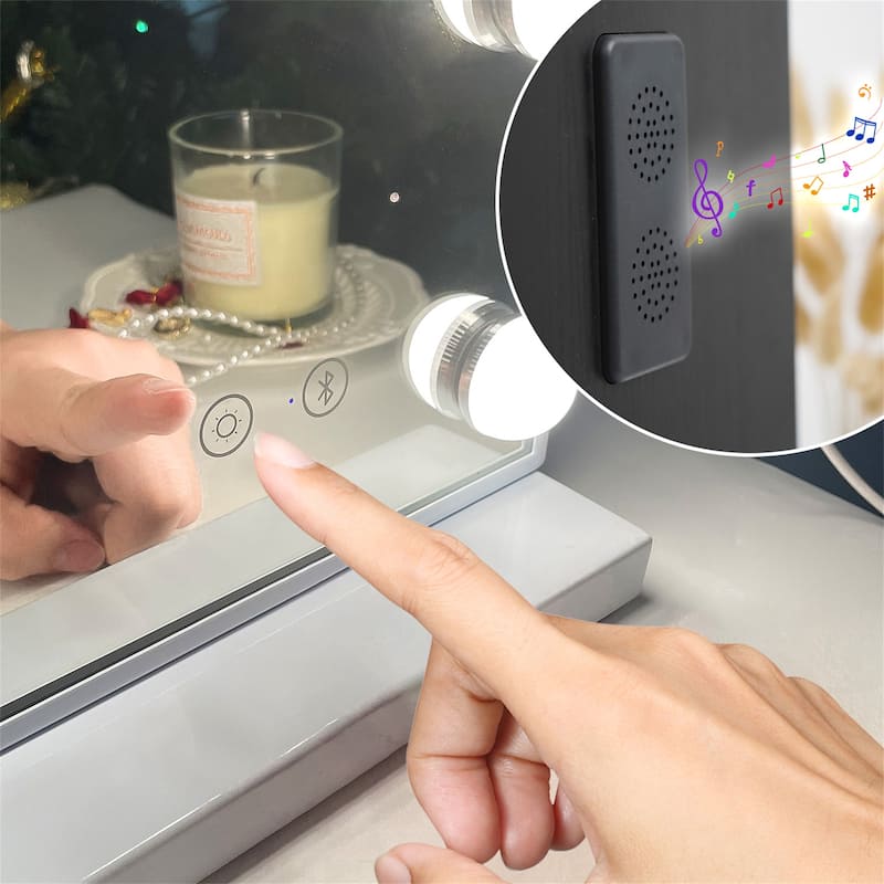 Vanity Mirror with Lights and Bluetooth Speaker
