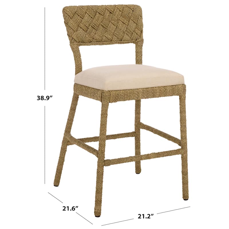 SAFAVIEH Couture Rosemarie Woven Seagrass Counter Stool - 21"W x 22"D x 39"H