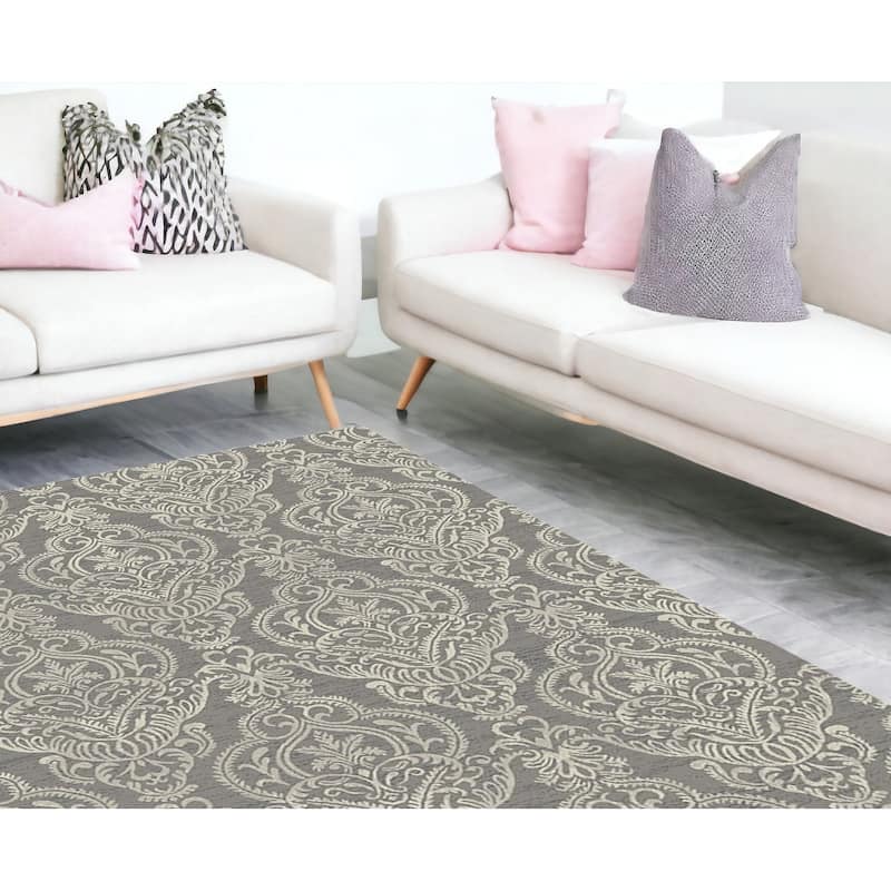 Guxi Stain Resistant Woven Area Rug By HomeRoots - 118' X '94' X '0.4 - Gray and Beige - Rectangle