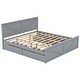 preview thumbnail 9 of 11, King Wooden Platform Bed with Headboard and Four Pull-Out Storage Drawers, Sturdy Frame with Slats and Center Support Legs