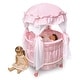 preview thumbnail 5 of 6, Badger Basket Royal Pavilion Round Doll Crib with Canopy and Bedding - Pink/White - 20" x 20" x 33"