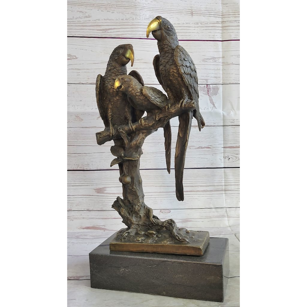 Collector Edition Signed Original Milo Three Brazilian Parrots Bronze Sculpture