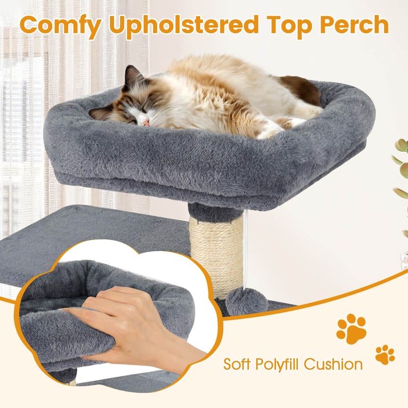 Costway 44” Tall Multi-level Cat Tree with Cushion Top Perch, - See Details