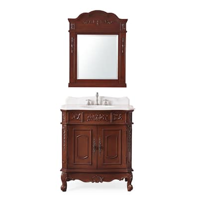 33" Unique Classic Benson Bathroom Sink Vanity - Brown