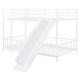 preview thumbnail 66 of 70, Metal Bunk Bed with Slide and Door, Twin Over Twin/Full Over Full Low Bunk Bedframe with Fence Guardrails and Ladder for 2 Kids