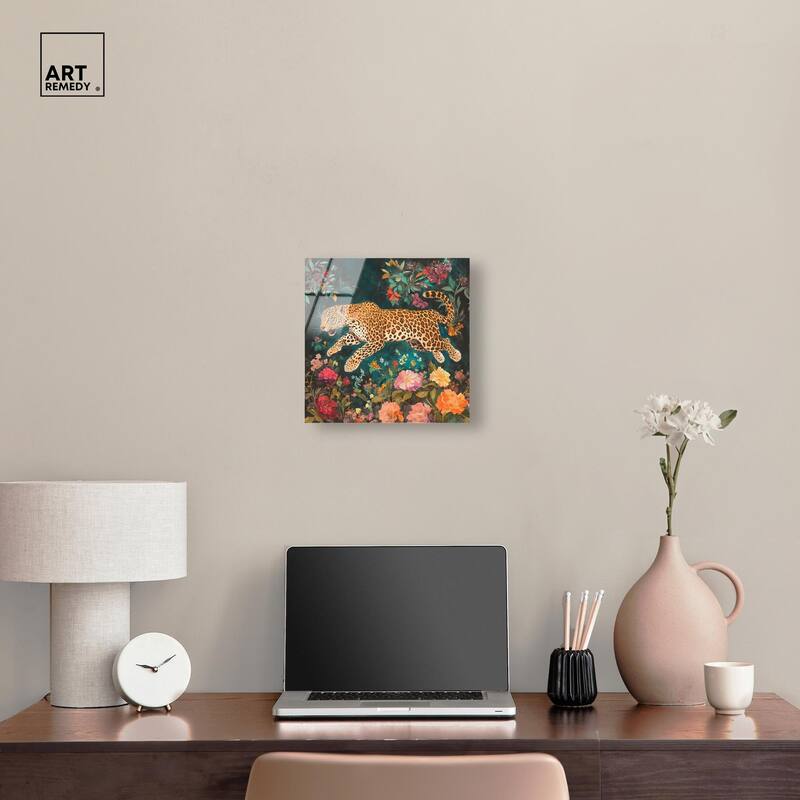 Tigers and Blooms Acrylic by Art Remedy, Ready to Hang