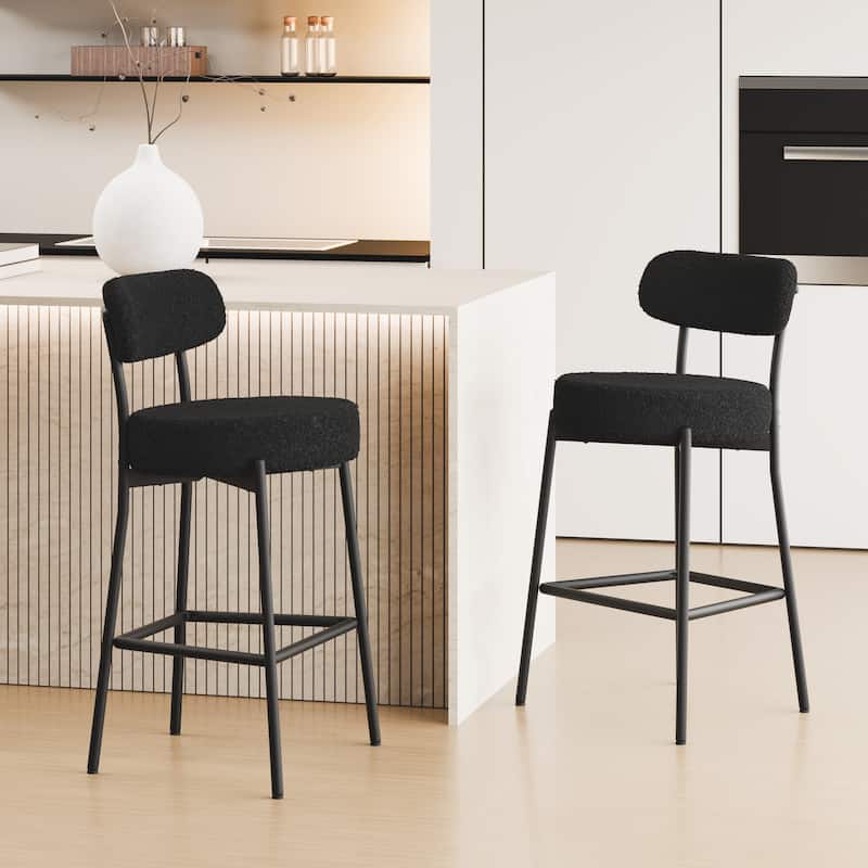 XINMICS 27 Inches Boucle Counter Height Bar Stools with Back