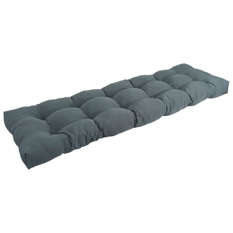 Solid Twill Tufted Indoor Bench Cushion (Multiple widths from 42 to 60 inch) - 55" wide - Steel Grey