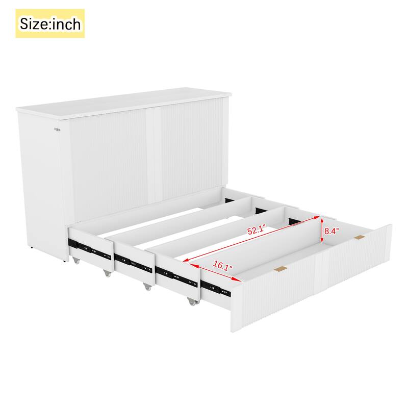 Murphy Bed with Pulley Design, Drawer, and USB Ports