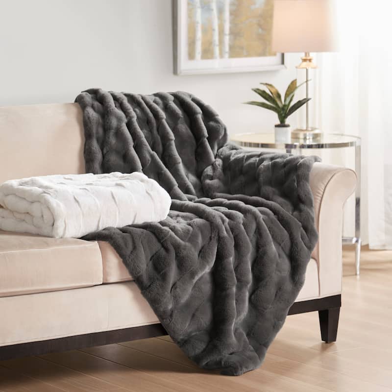 Madison Park Camille Faux Fur Throw