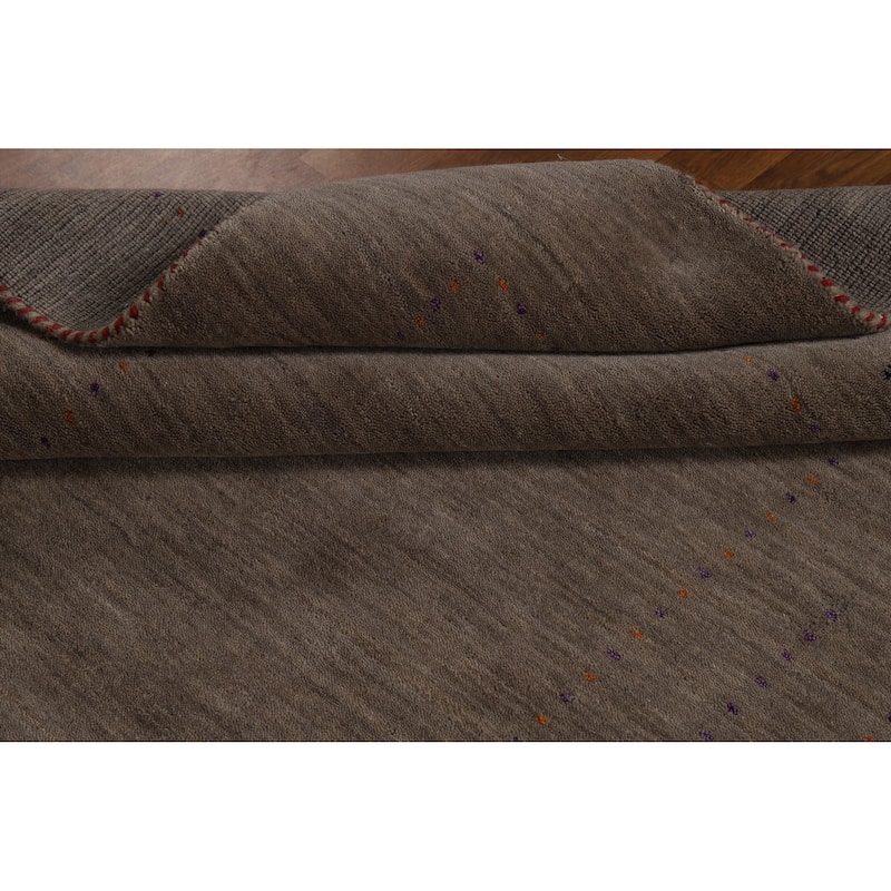 Hand Knotted Oriental 100% Wool Carpet Tribal Animal Pictorial Brown Gabbeh Area Rug - 7' 11'' X 5' 1''