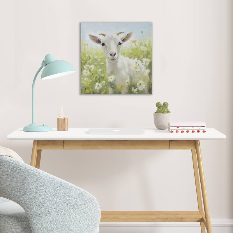 Madison Park Sunshine Animals Canvas Wall Art - Goat/Green Multi