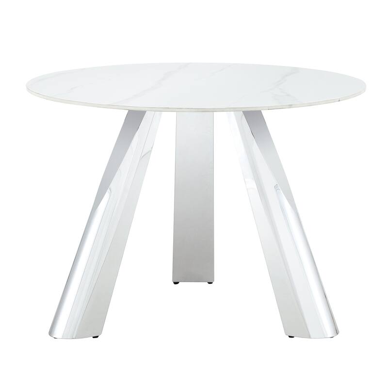 42" Luxury Sintered Stone Table: 0.45" Durable Top + 6" Steel Legs,350lb Capacity, Stain/Heat-Resistant