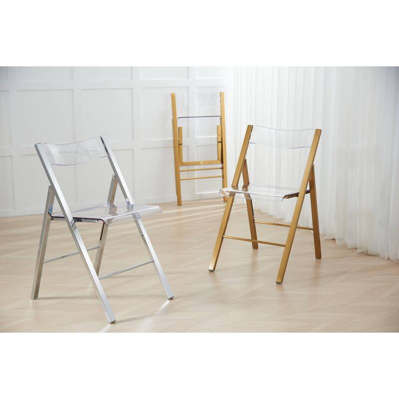LeisureMod Menno Modern Acrylic Folding Chair - Red - 4 x 30 x 16.5
