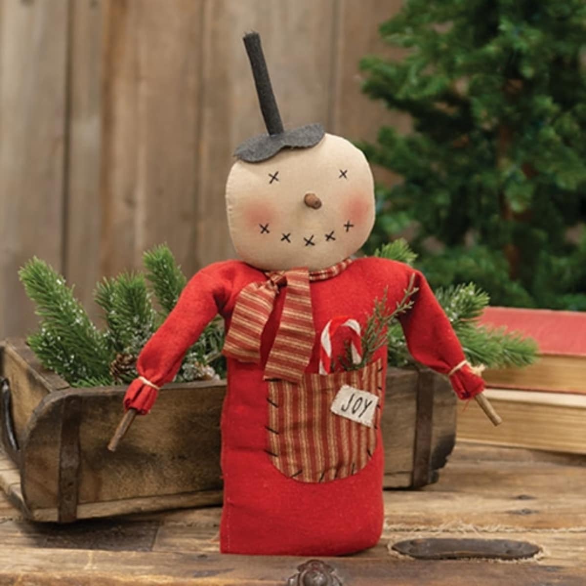 Joy Pocket Snowman With Primitive Style - 14.5