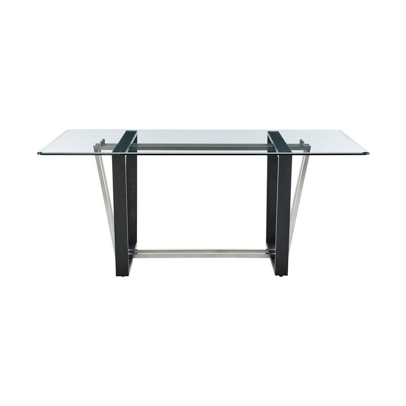 Kai Anastasia 5 Piece Rectangular Glass Dining Table Set with Metal Frame and Upholstered Chairs