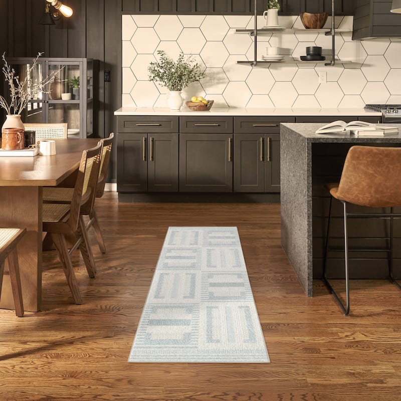 Nourison Nordic Indoor only Abstract Area Rug - 2' x 6' - Ivory/Blue - Runner