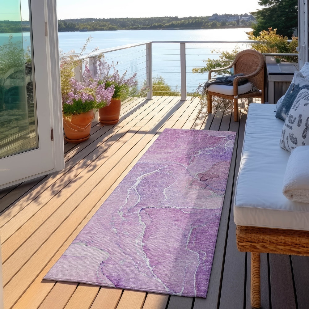 Machine Washable Indoor/ Outdoor Chantille Watercolor Rug
