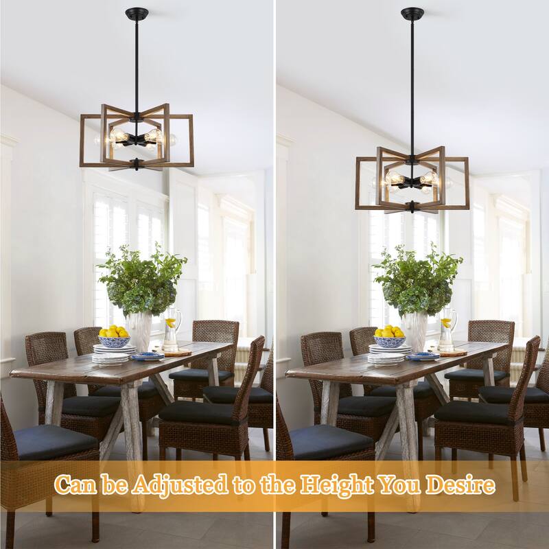 6 Light Simple Modern Chandelier Adjustable Height Light Bulb Not Included