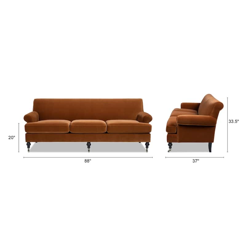Alana Lawson 88 Inch Living Room Sofa – Three Cushion Couch with Rolled Arms and Tight Back – Minimal Assembly Required