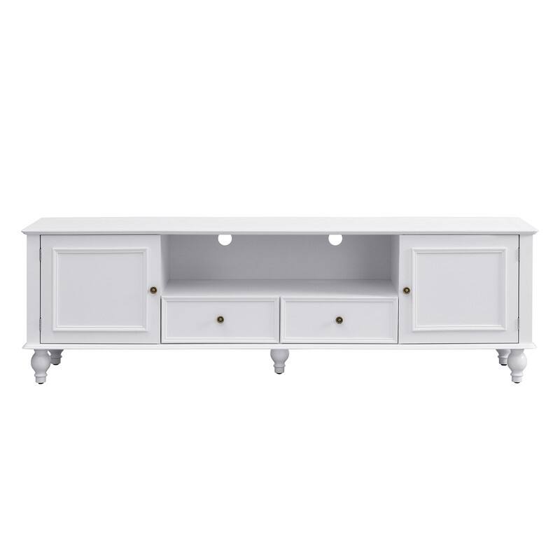 70.9'' Modern TV Stand for TVs up to 80 Inches, Entertainment Center with Open Compartment, TV Storage Cabinet with 2 Drawers