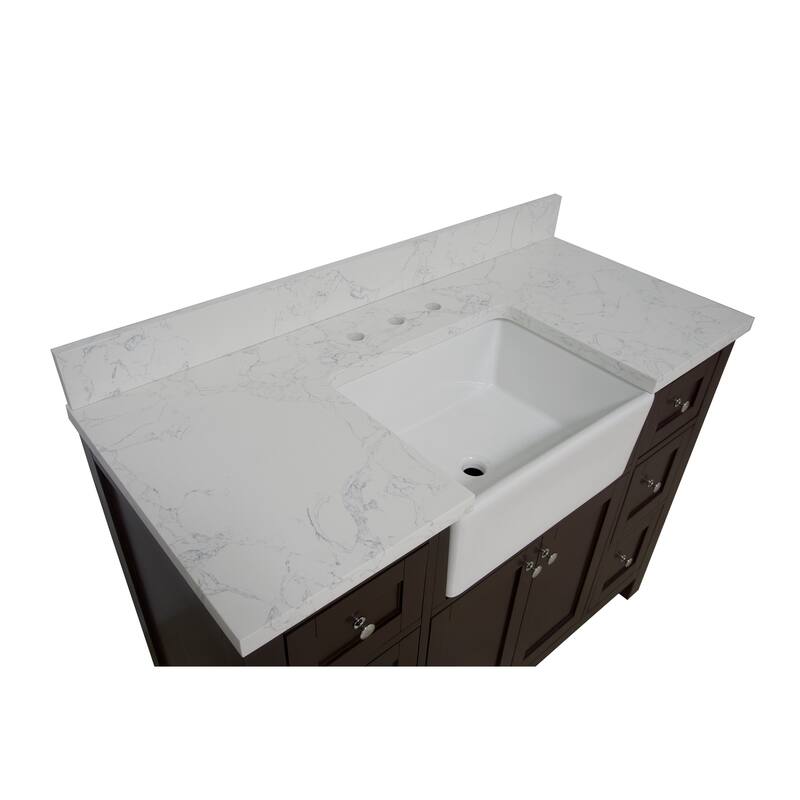 KitchenBathCollection Yorkshire 48" Farmhouse Bathroom Vanity with Engineered Marble Top