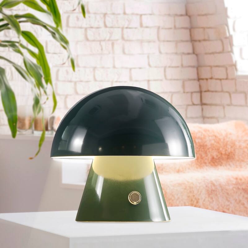 Alyson 7" Contemporary Bohemian Rechargeable/Cordless Iron Integrated LED Mushroom Table Lamp, by JONATHAN Y