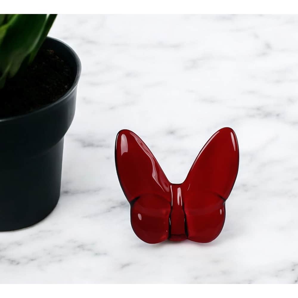 HomeRoots 3" Burgundy Crystal Butterfly Figurine Tabletop Sculpture