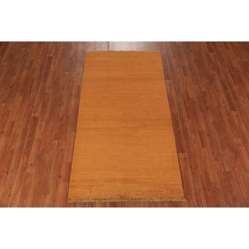 Rust Gabbeh Oriental Runner Rug Hand-Knotted Wool Carpet - 3'5" x 6'6"