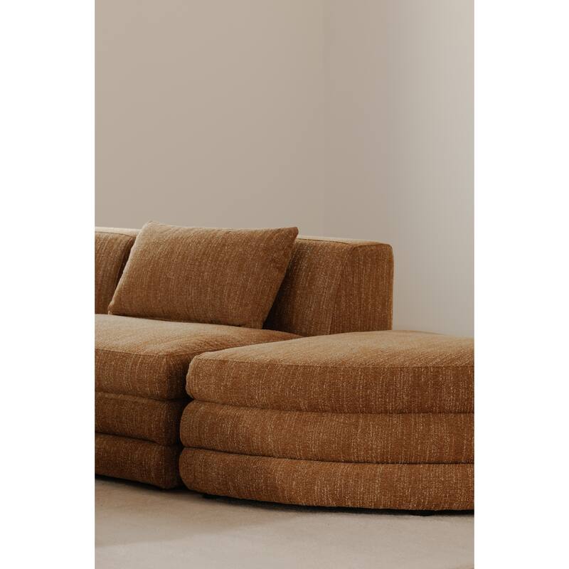 NADAAL STUDIOS Lucien Slipper Chair, Feather-Topped Cushion with Kiln-Dried Solid Wood Frame, Amber Glow