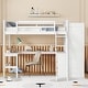 preview thumbnail 1 of 7, Full Size Loft Bed with Desk(U-Shaped) & Storage Shelves & Wardrobe for Kids/Teen/Adults, Wooden Bedframe with Safety Guardrails White - Full