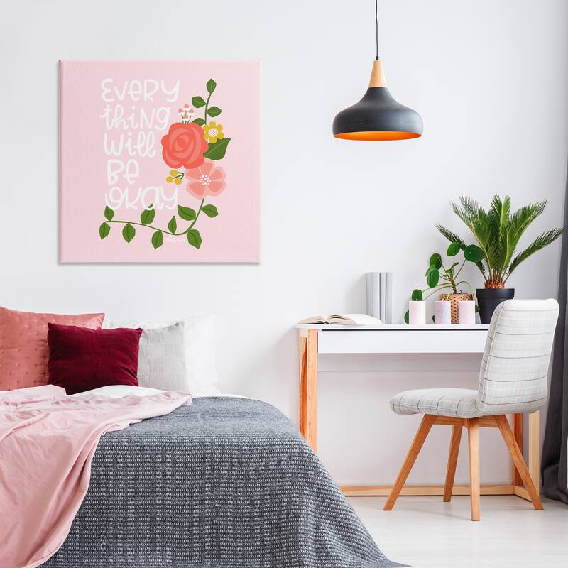 Stupell Everything Will Be Okay Floral Canvas Wall Art Design By Mandy Ford Art + Illustration