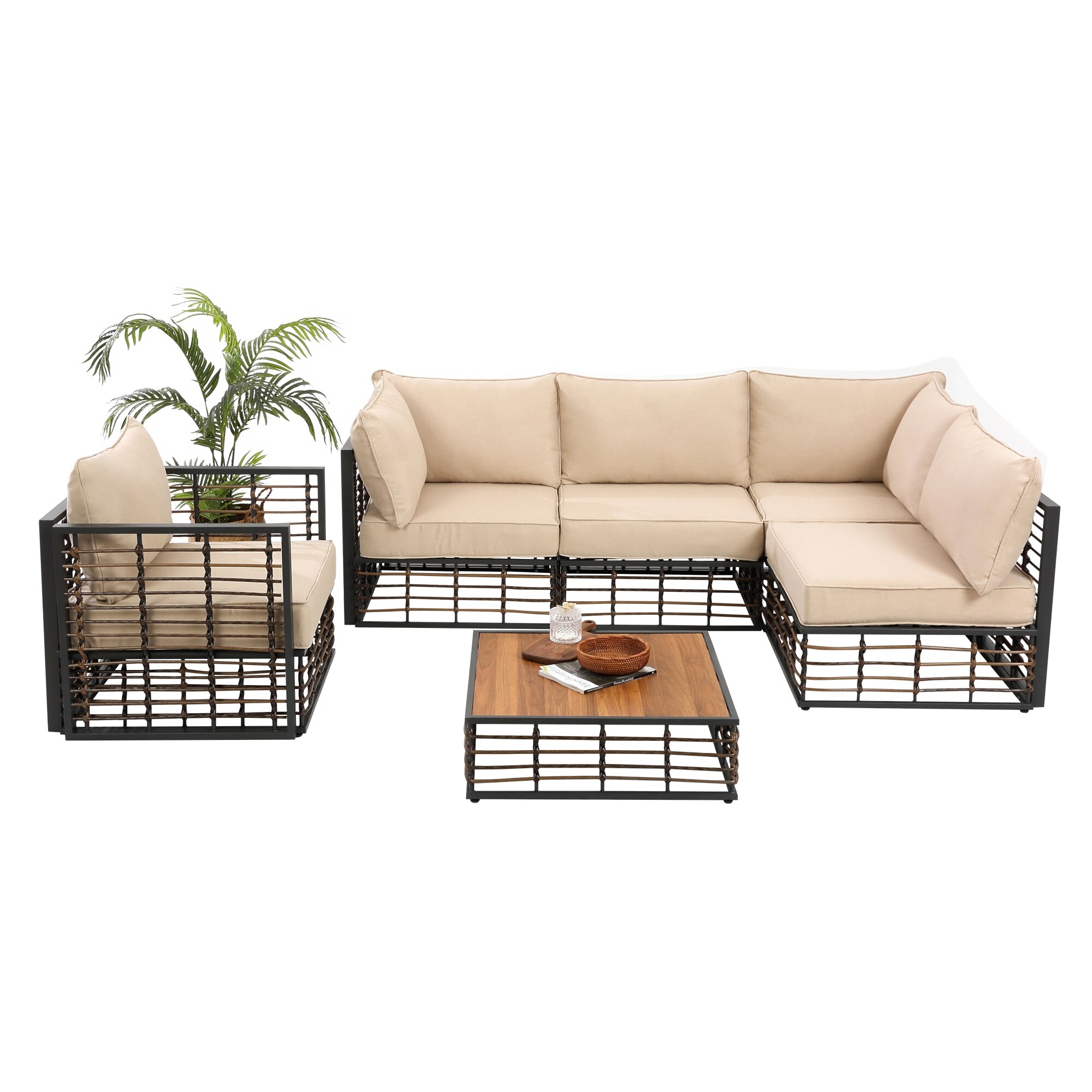 Wicker Patio Furniture Set (6 Pieces) - Bed Bath & Beyond - 40367977