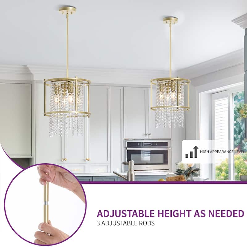 Round 4-Light Dining Room Crystal Light Chandelier Fixture for Kitchen Island Dining Room