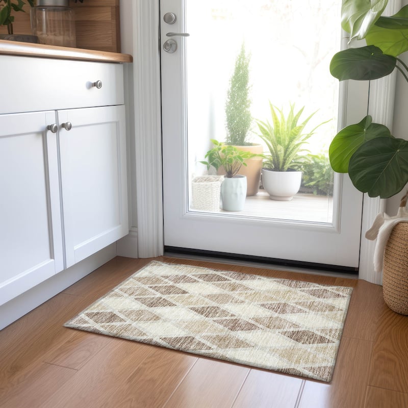Machine Washable Indoor/ Outdoor Chantille Prism Diamond Rug