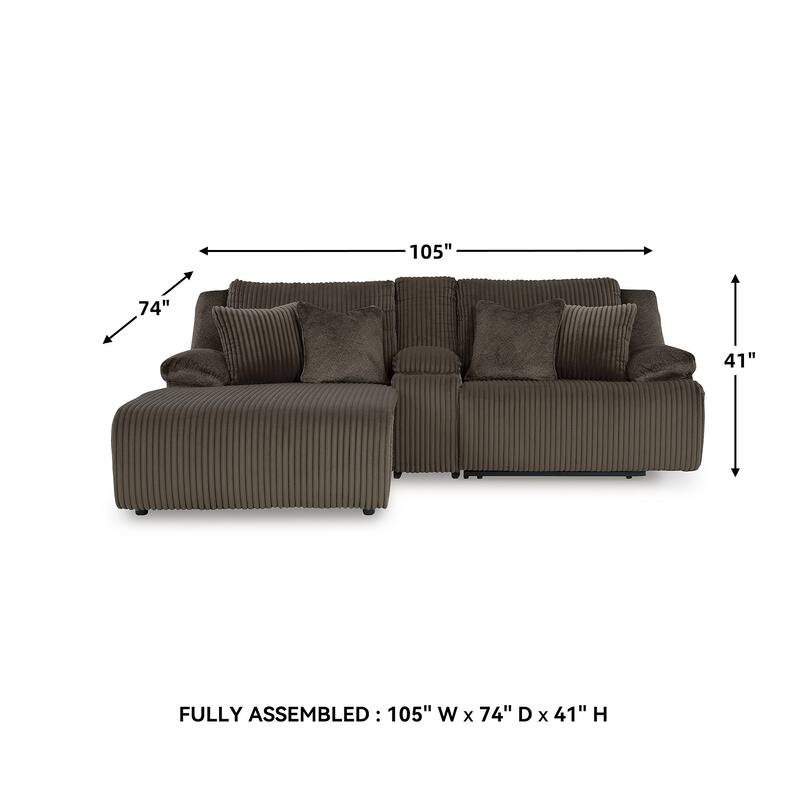 Signature Design by Ashley Top Tier 3-Piece Reclining Sectional with Chaise - 105"W x 74"D x 41"H